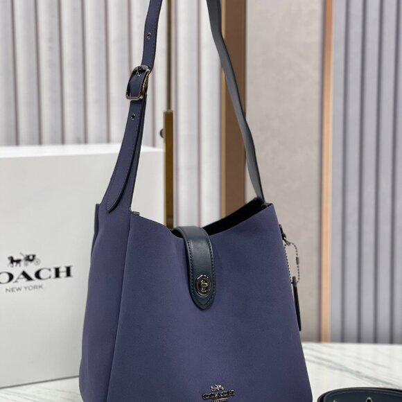 COACH Hadley Convertible Crossbody Bag Suede CW004 Navy Outlet New - Picture 1 of 9